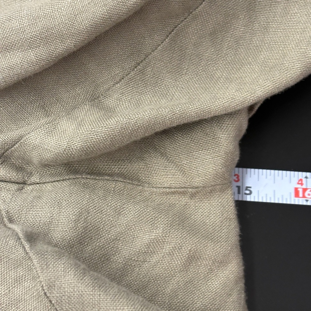 Pure Jill Womens Pants L Brown Garment Dyed 100% Linen Cropped Button Tab Hem - Picture 10 of 13